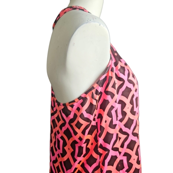 Alice & Trixie Silk Pink Orange Black Geometric Print Tank Top Size Large - Picture 3 of 9